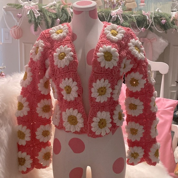 Handmade by me Sweaters - 🩷PRICE IS FIRM🩷Crochet Daisy Cardigan New Excellent Condition